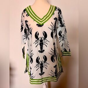 Lobster Print Tunic with Green Accents